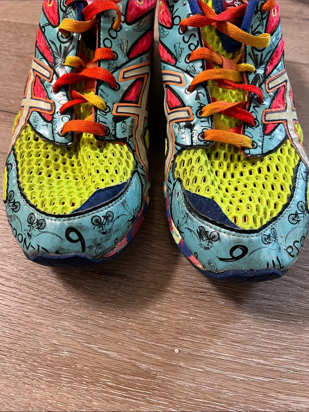 Asics - Gel Noosa Tri 6 Neon Yellow, Blue, Pink Athletic Sneakers, Men’s Size 9
